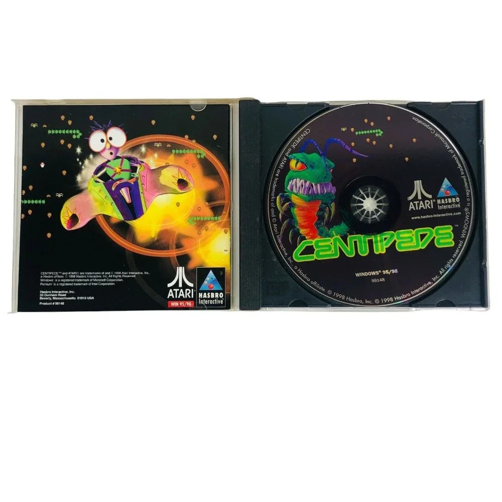 Centipede PC CD ROM Windows 95/98 Atari Hasbro Interactive Arcade‎ Game 1998 VTG